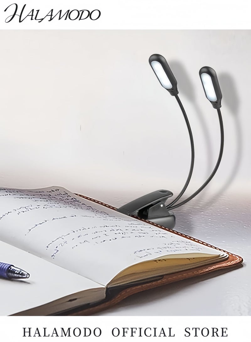 Halamodo مصباح قراءة LED مرن مزدوج الرأس قابل لإعادة الشحن مزود بخاصية التعتيم وذراع مرن بزاوية 360 درجة للاستخدام بجانب السرير والمكتب وأثناء السفر - Image 5